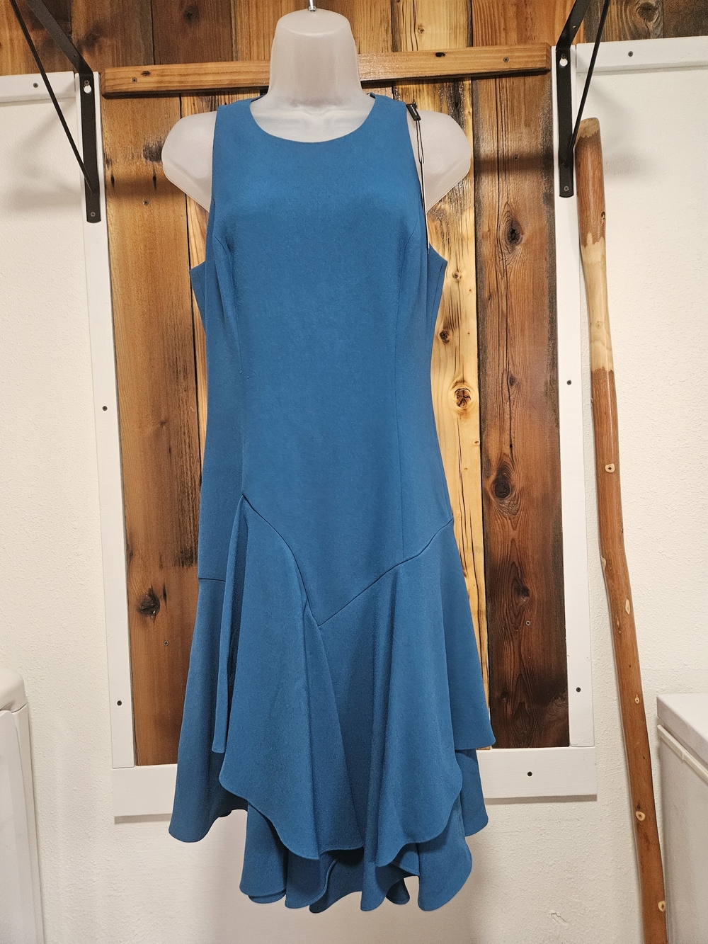 Elie Tahari Teal Blue High-Low Flounce Dress